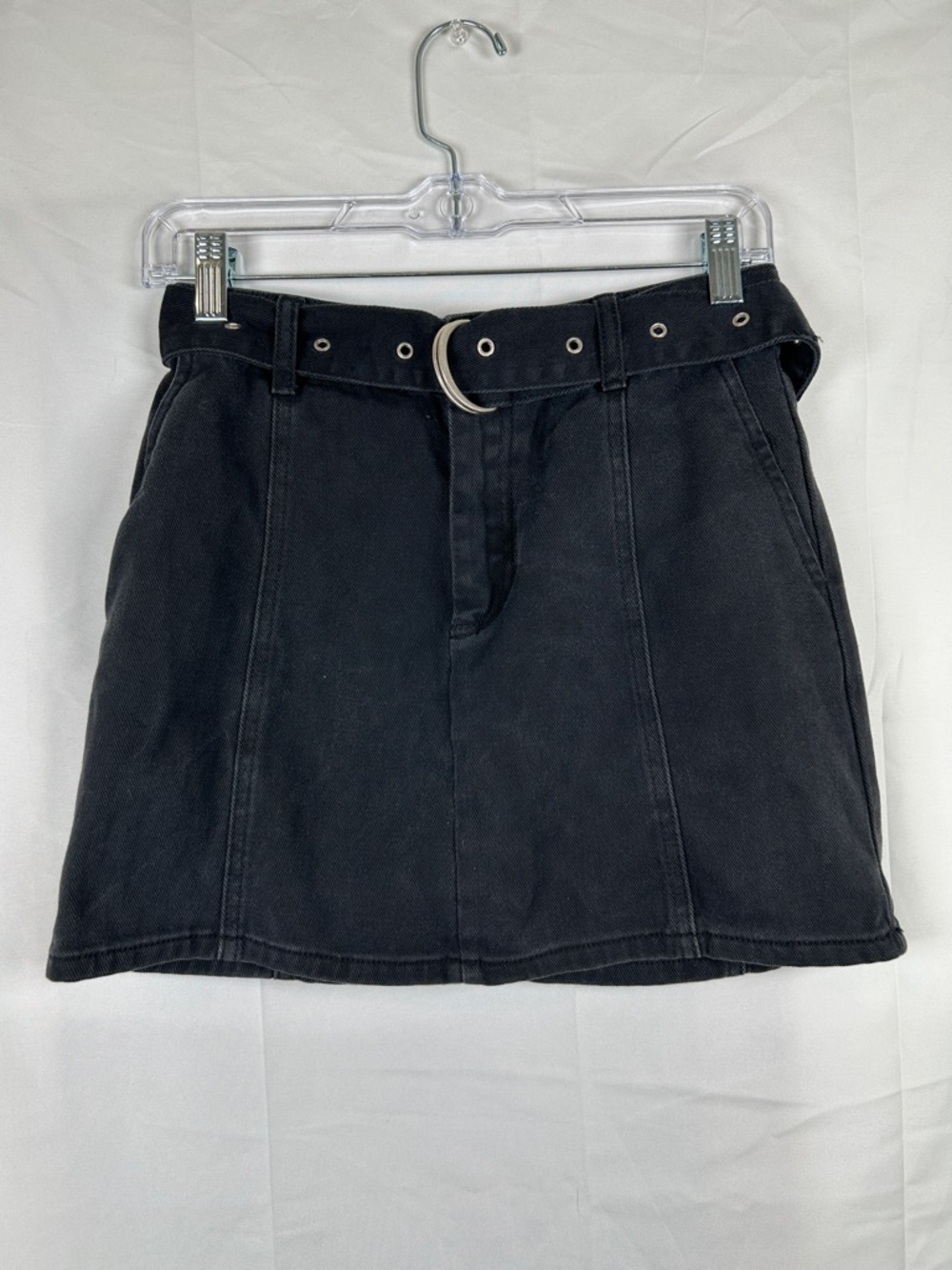 Forever 21 Black Denim Mini Skirt Women’s Small Belted Cotton